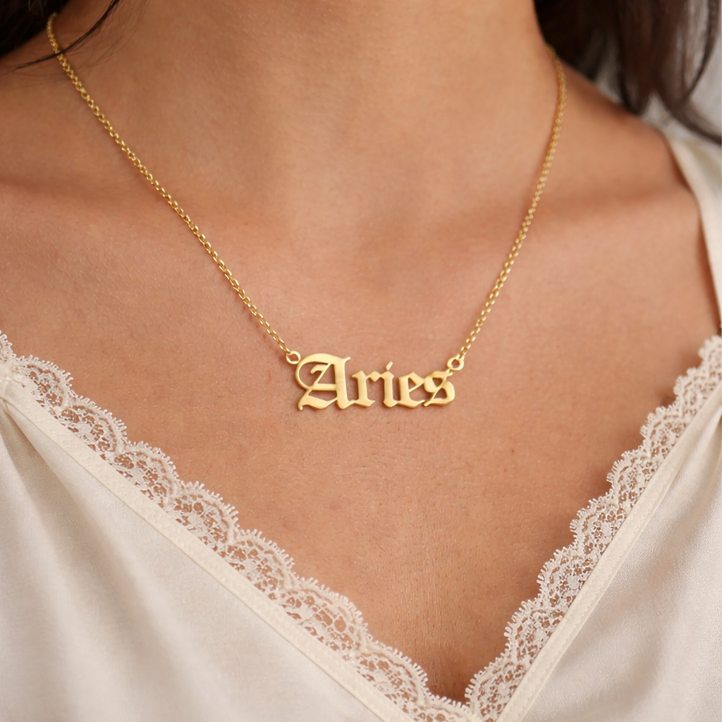 Old English Zodiac Necklace