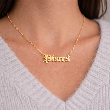 Old English Zodiac Necklace